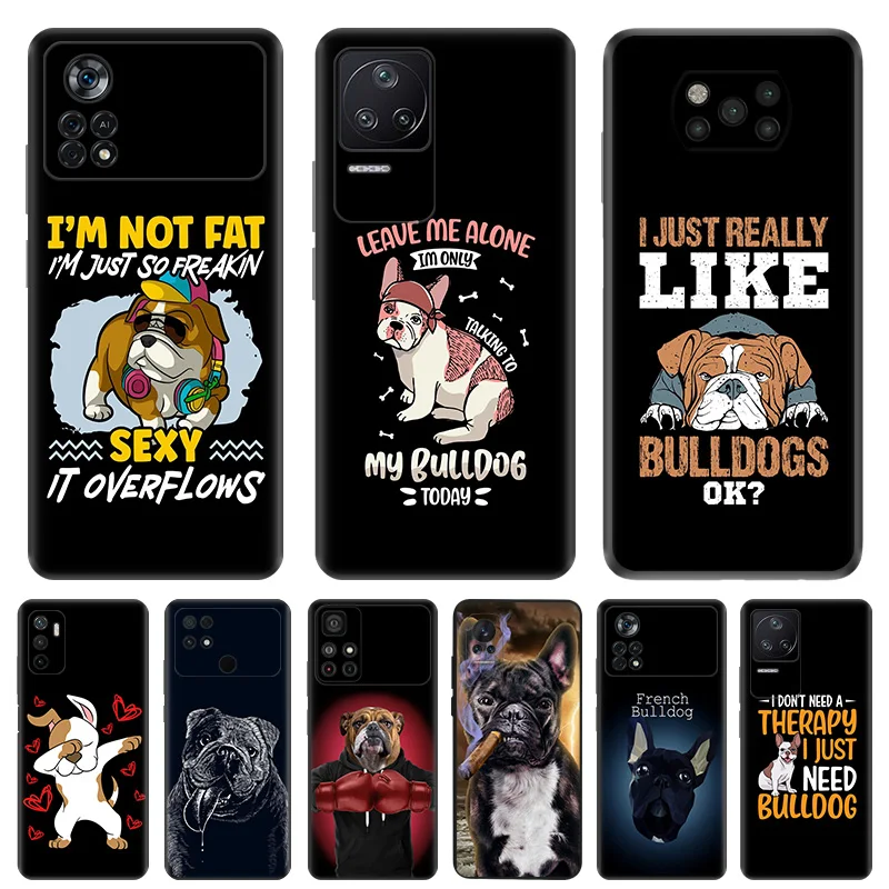 

Bulldog Lovely Pug Silicone Black Phone Cases for Xiaomi Mi Poco X5 Pro C55 C50 C40 X4 X3 M4 M3 NFC M5 M5S F4 F3 GT F1 Cover