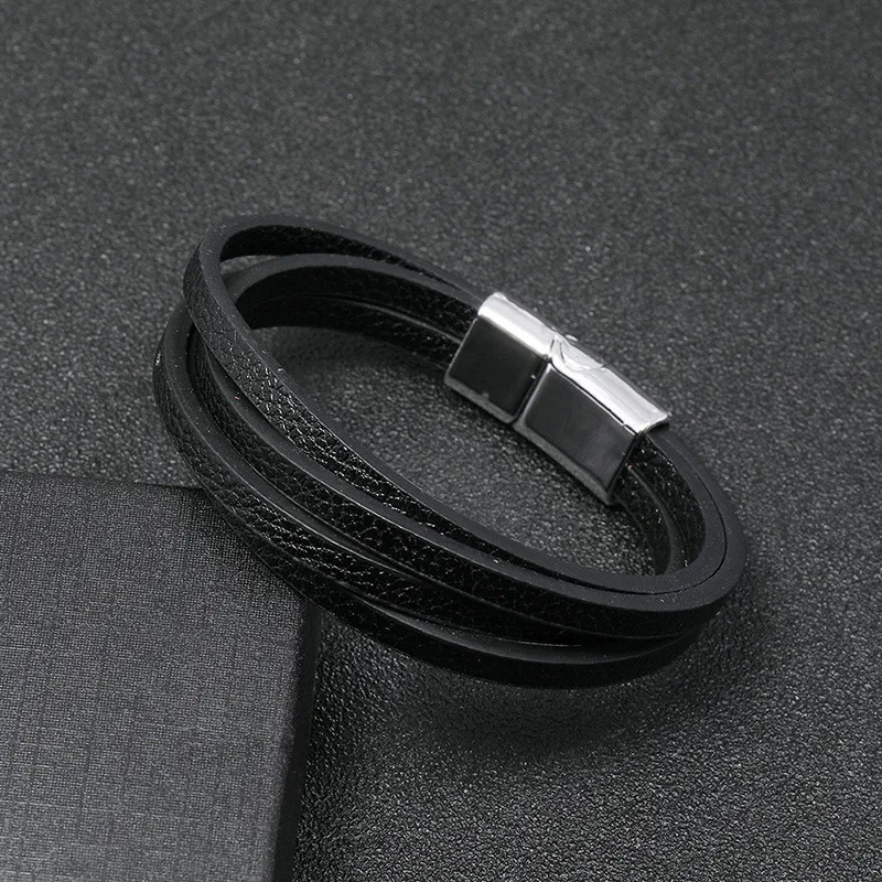 

ZORCVENS New Fashion Punk Vintage Multilayer Leather Braid Bangles Handmade Rope Wrap Bracelets Male Gift Jewlery