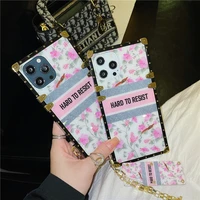 square vintage flower girly phone cases for samsung galaxy note 20 ultra 10 9 8 s8 s9 s10 s20 s21fe s22 a12 a21s bracelet cover