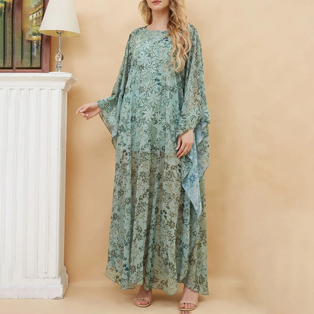

Middle East Muslim Sundress 2023 Autumn New Arab Islamic National Robe Dress Printed Women's Dress