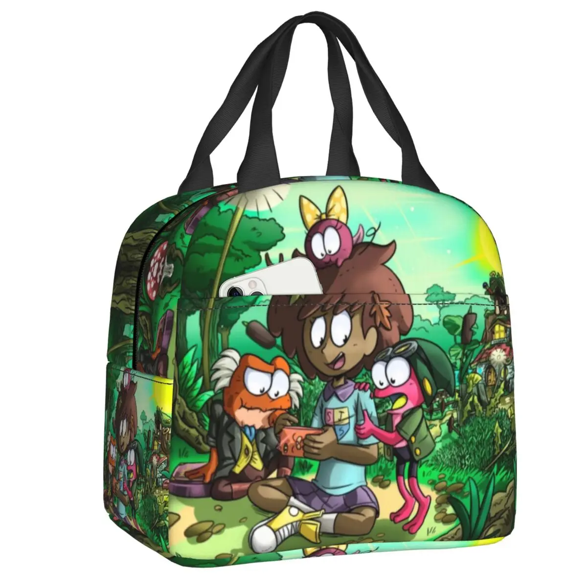 

Amphibia Fan Art Изолированные сумки для обеда для кемпинга путешествий Анна бончуй аниме герметичный термоохладитель Bento коробка для женщин и детей