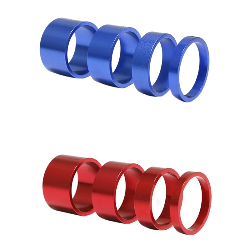 

8 Pcs 5/10/15/20Mm Aluminum Alloy Headset Stem Spacer MTB 28.6Mm Fork Washer Cap For Road Bike Cycling,Red & Blue