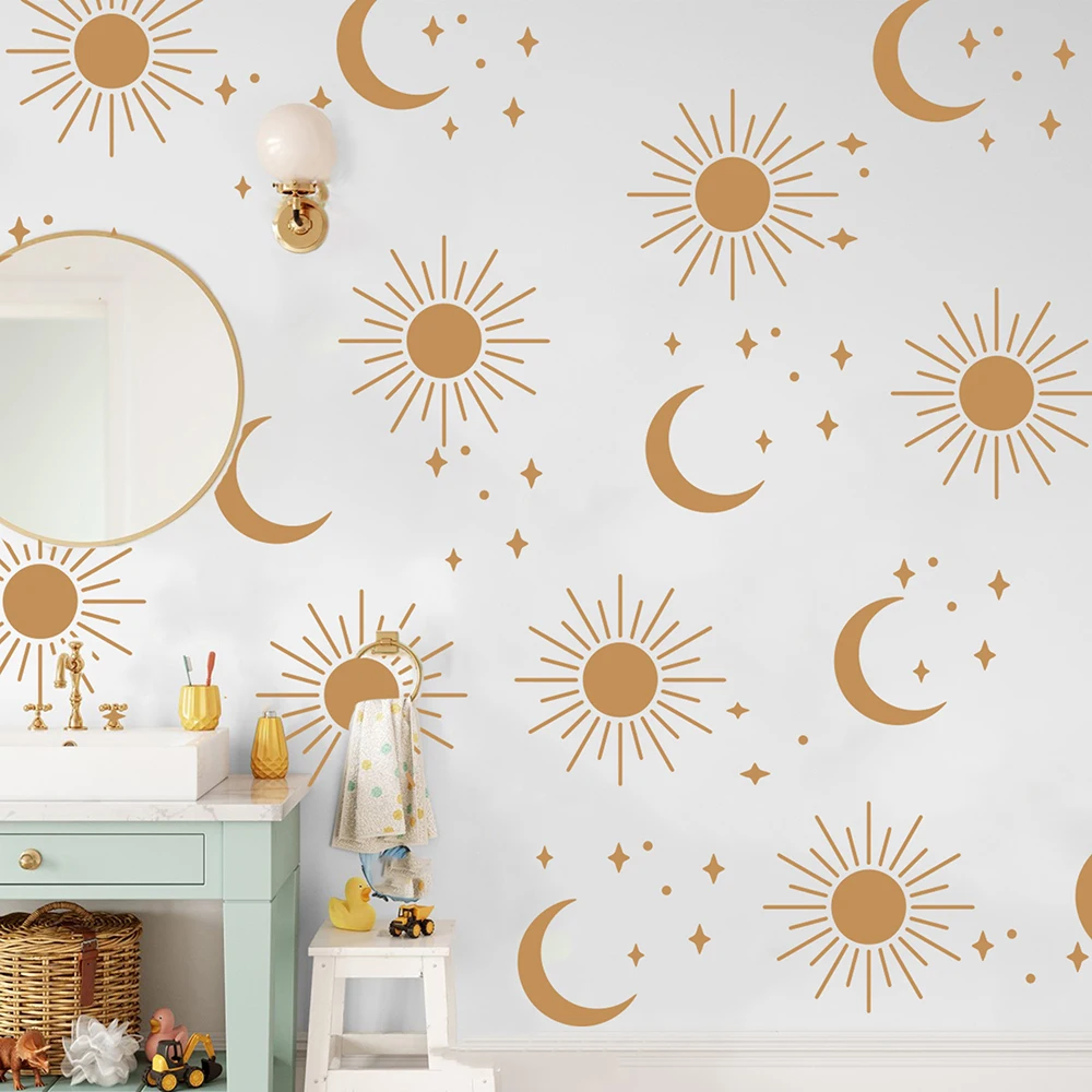 

Boho Sun Moon Star Wall Sticker Decal Baby Nursery Kids Room Cartoon Sky Space Children Playroom Bedroom Vinyl Home Decor