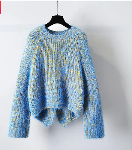 

Осенне-зимние женские вязаные толстые пуловеры, свитер с длинным рукавом, повседневные свободные свитера, Женский Топ