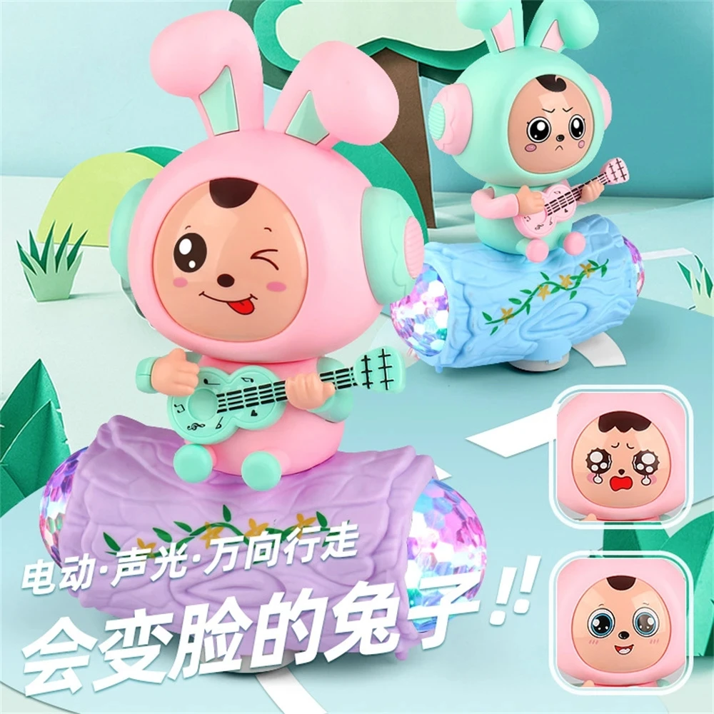 

Funny Infant Electric Change Face Walking Light Music Cartoon Animal Doll Rabbit Honeybee Model Educational Toys Children Gift