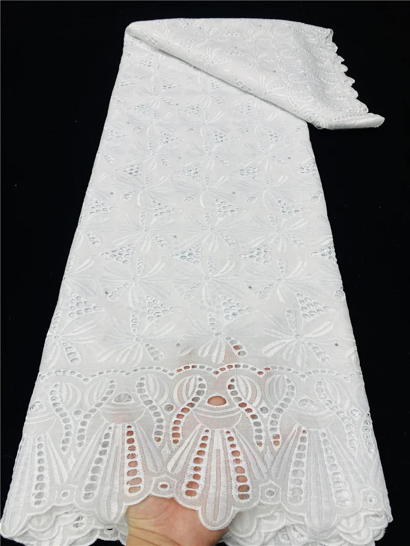 PGC-tela de encaje africano blanco, gasa suiza, bordado en Suiza, tela seca, tela de encaje suizo para coser vestido, YA4752B-6