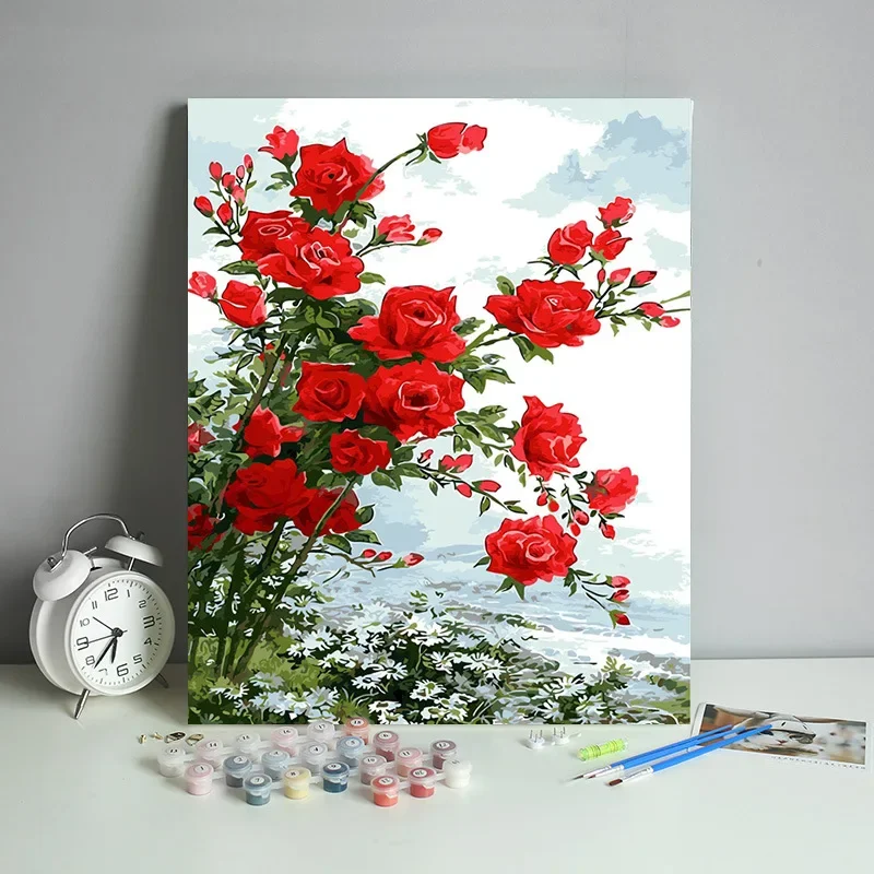 

2076007 Digital oil painting hand-colored digital painting hanging painting plant landscape beautiful decorative painting