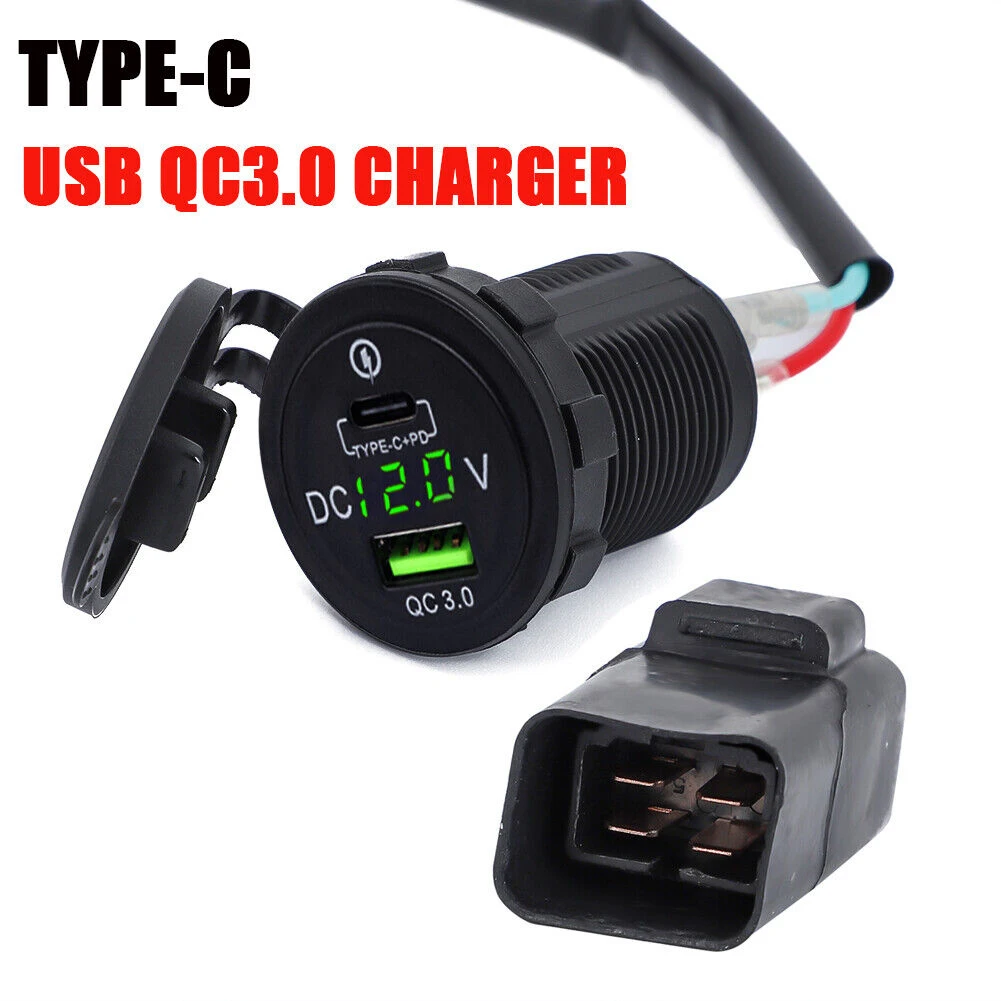 

Motorcycle Quick Charge QC3.0 Type C USB Fast Charger Socket With Relay For Kawasaki Versys650 1000 VersysX300 Ninja400 650