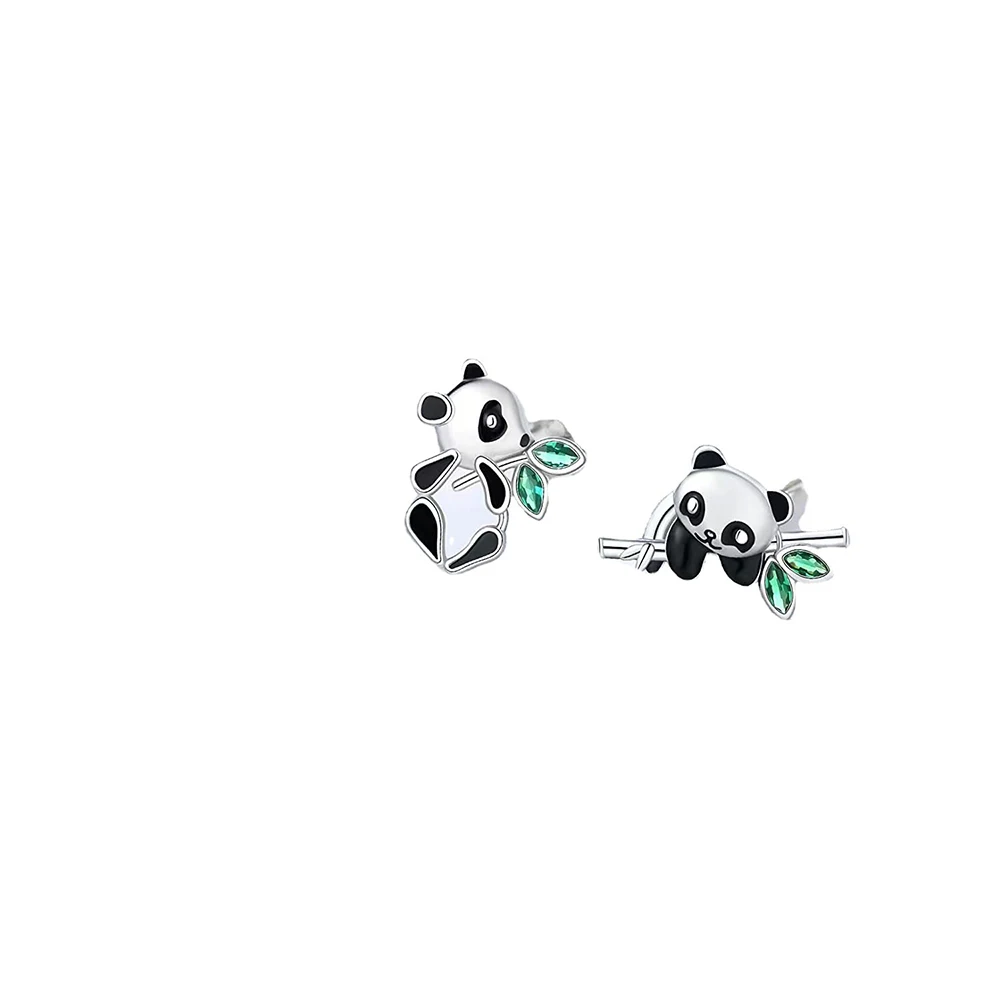 

Copper Cute Animal Panda Green Bamboo Stud Earrings Fashion Wedding Party Christmas Jewelry Gifts For Women Daughter Wholesale