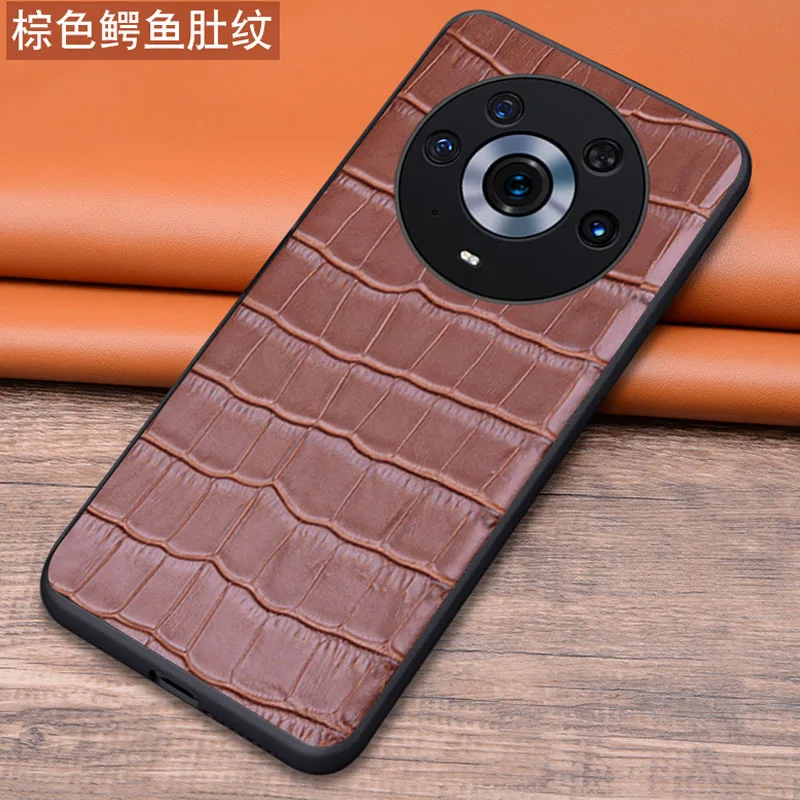 Hot New Genuine Leather Luxury Crocodile Head Phone Case For Honor Magic 3 Pro Cover For Honor Magic3 Pro 6.76 Inch Cases