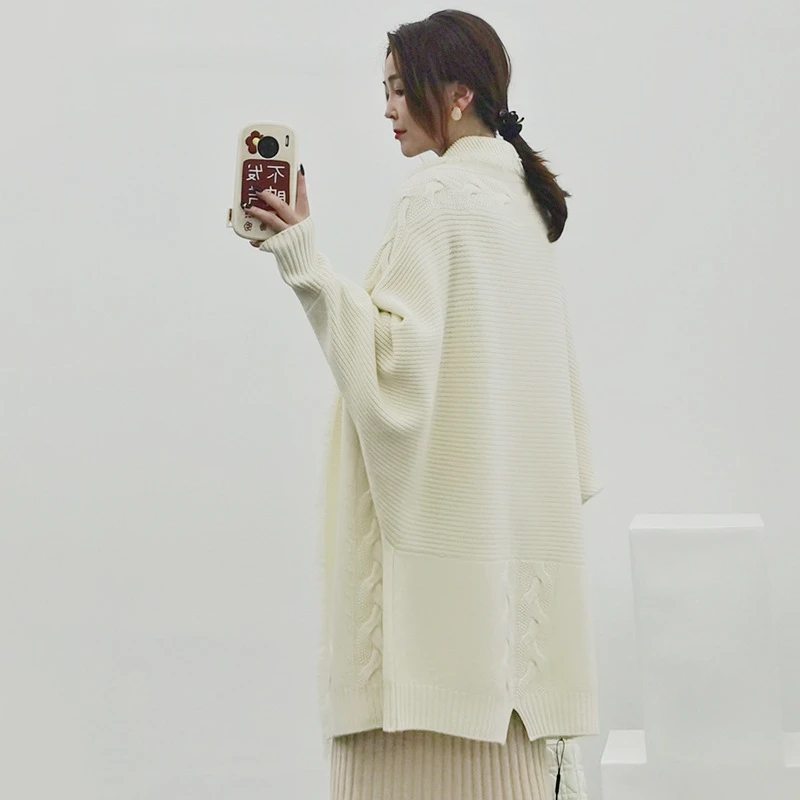 Женский длинный шерстяной кардиган с кисточками и рукавом летучая мышь Летучая