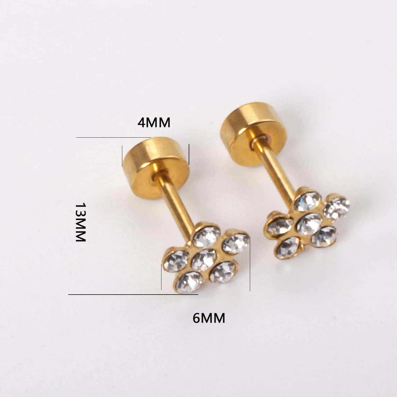 LUXUKISSKIDS 12pairs Colorful Cubic Zirconia Earrings Five Petals Flower Jewelry For Woman Babygirls Hypoallergenic Cute Jewelry