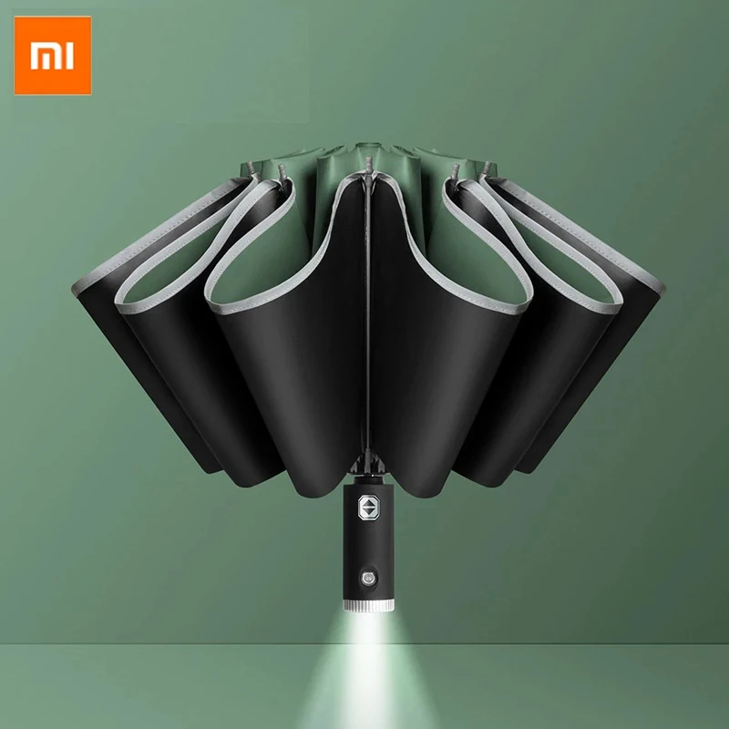 

Зонт УФ Xiaomi с 10 ребрами для женщин, автоматический светодиодный зонт со светоотражающей полосой, складные перевернутые зонтики