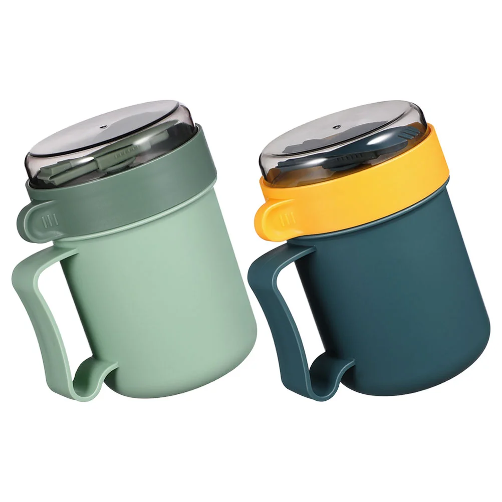 

Cereal Cup Breakfast Soup Container Spoon Handle Portable Food Jar Mug Bowl Containers Lids