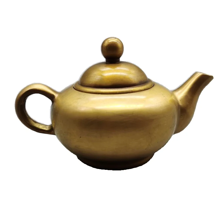 

LAOJUNLU Brass Polished Pot Ornament Teapot Tea Set Kung Fu Tea Pet Can Be Raised Hand Handle Pot Kettle Wine Pot Office Gift