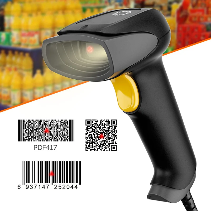 

HBAPOS Barcode Scanner Wired 1D/2D CMOS Handheld Bar Code QR PDF417 Reader for Library Inventory POS Supermarket