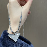 womens necklaces punk cool triangle pendant necklace for men geometric metal reflective pearl choker 2022 gothic jewelry gift