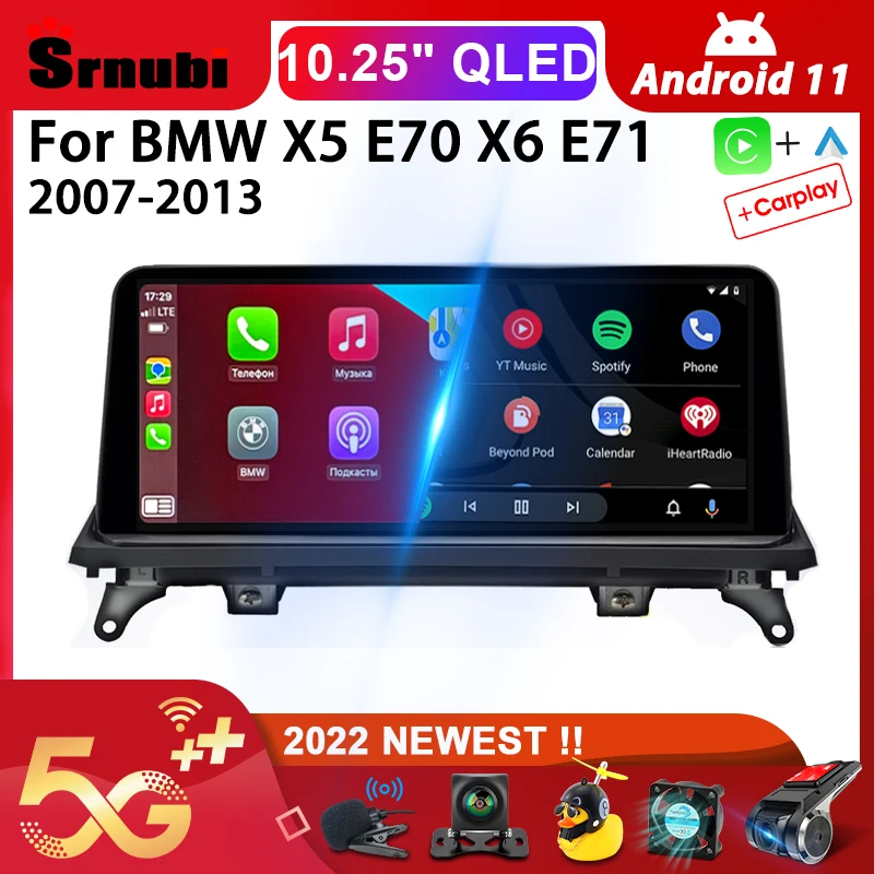

Srnubi Android 11.0 Car Radio for BMW X5 E70 X6 E71 2007-2013 CCC CIC 2Din 10.25" Carplay Multimedia GPS Navigation Head Unit