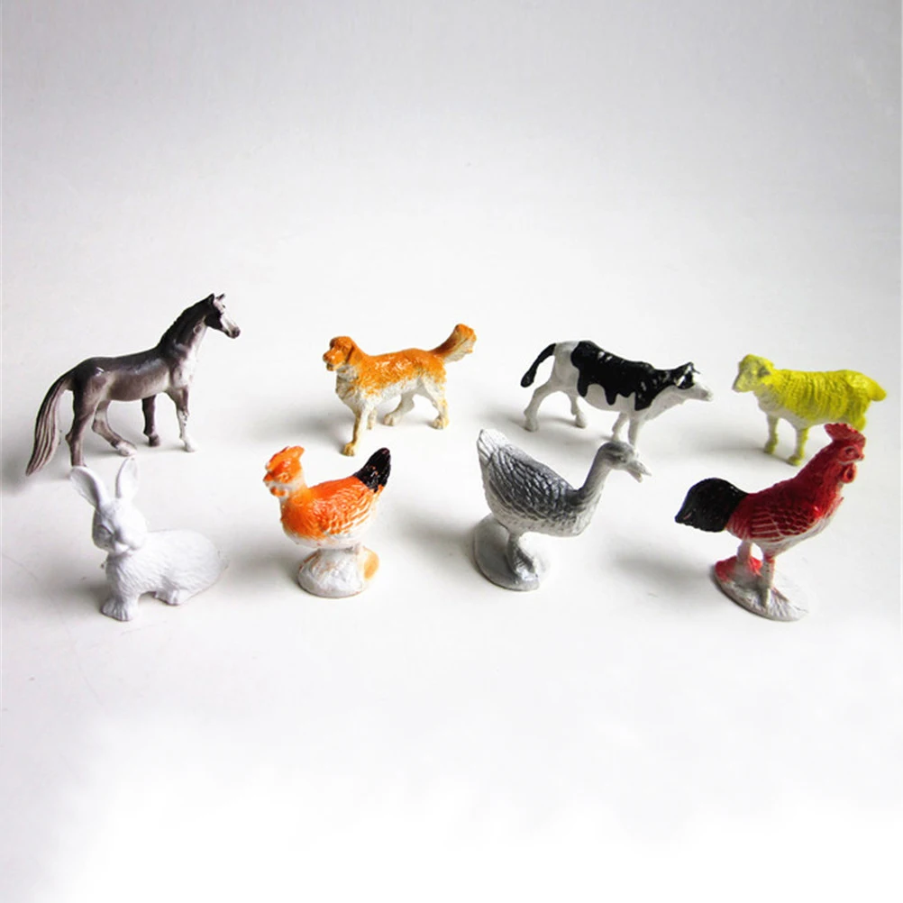 

8Pcs Chicken Duck Gift Kids Farm Animals Models Figures Figurines Set Toys Small Plastic Simulation Horse Cat Dog Cow Pig Sheep