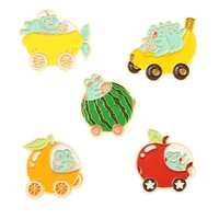 cute animal tea party series alloy brooch creative cartoon frog watermelon car shape paint badge lapel pin