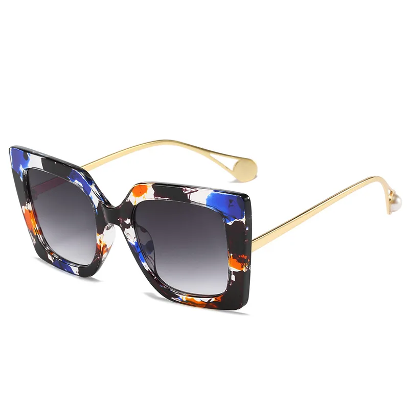 

Luxury Brand Square Sun Glasses Female Retro Floral Fashion Designer Vintage Oversized Sunglasses Women Gradient Oculos De Sol