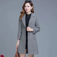 early spring slim woolen coat female mid lengt 2022 autumn winter new korean version middle aged thin woolen coat women slim fit