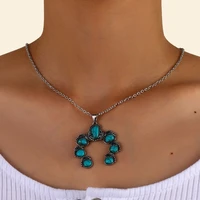 new turquoise lucky pumpkin blossom pendant necklace personalized simple jewelry