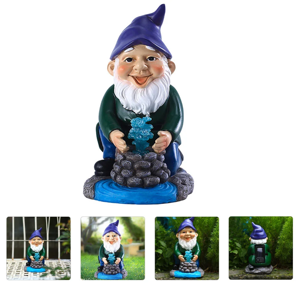 

Garden Resin Gnome Ornament Solar Energy Well Dwarf for Patio Yard Lawn Porch