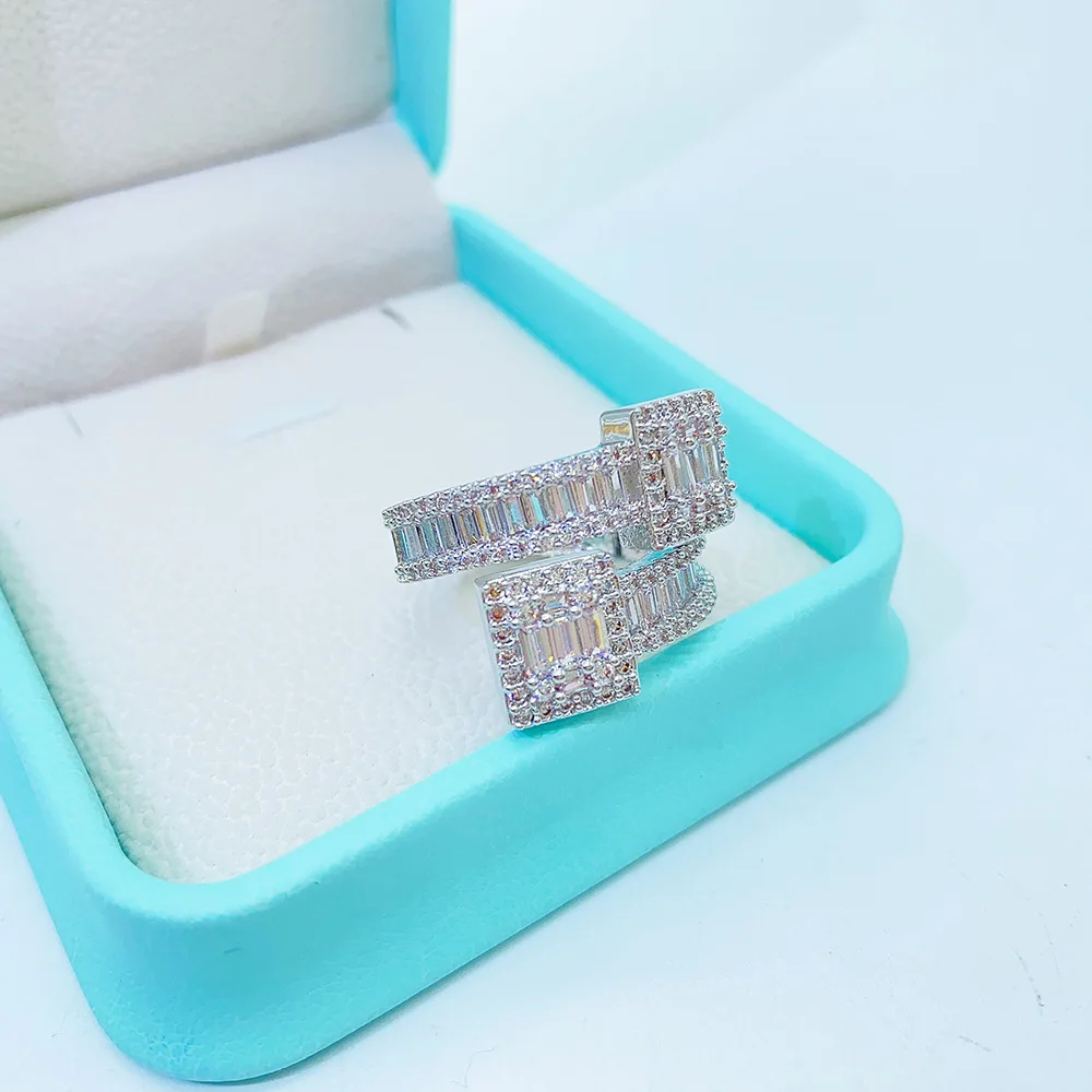 Square Moissanite Rings For Women S925 Silver Wedding Ring Finger Jewelry Men Real Diamonds Pass Tester Free Shipping