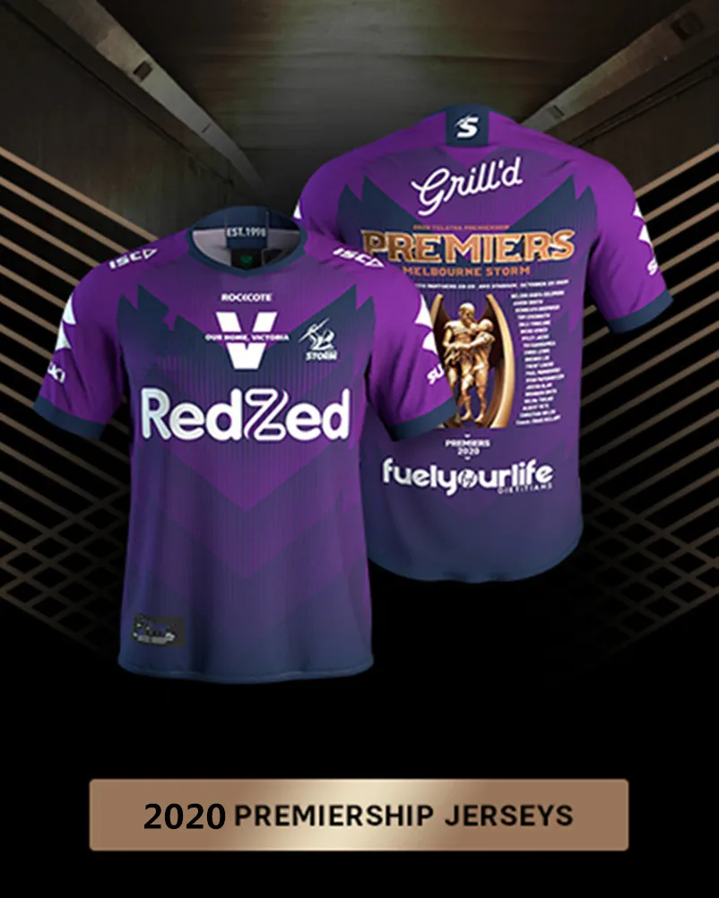 

Melbourne Storms 2020 Premiers Jersey RUGBY JERSEY Size: S--5XL