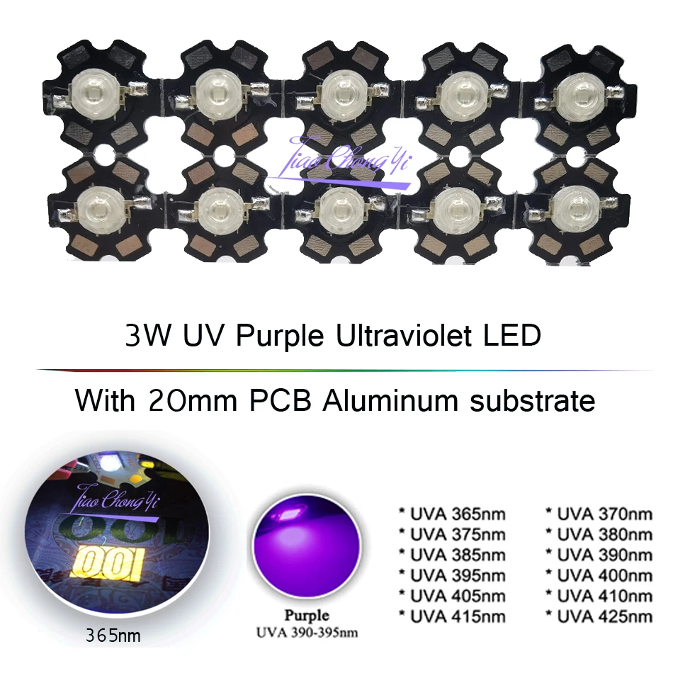 

TiaoChongYi 3W UV LED лампы