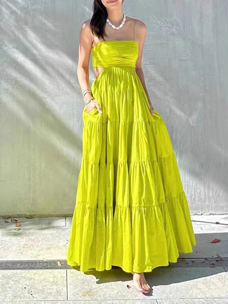 

BFSH однотонные летние платья с открытой спиной для женщин с воротником-лодочкой без рукавов с высокой талией сращенное ДРАПИРОВАННОЕ ТРАПЕЦИЕВИДНОЕ женское платье-комбинация