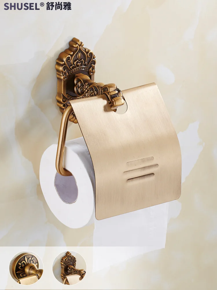 

Antique Punch-Free Bathroom Tissue Holder Roll Stand European Style Paper Box Toilet
