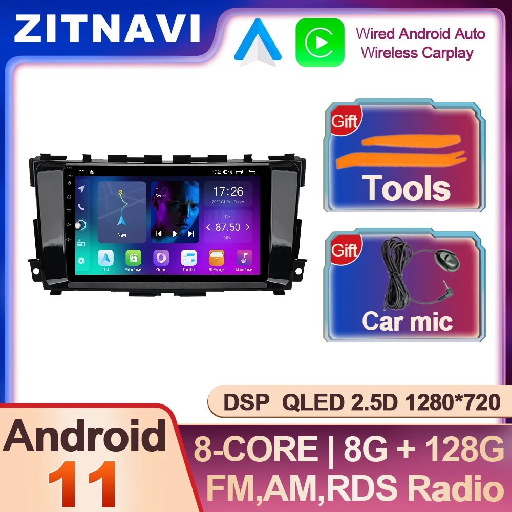 

9 ''Android 11 для Nissan Teana Altima 2013 - 2018 автомобильное радио-навигация GPS Serero беспроводной Carplay автомобильный QLED мультимедийный плеер