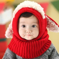 2022 korean baby knitting hats dog ears winter earflap boys girls scarf set cute warm toddler hat children windproof cap 0 3y
