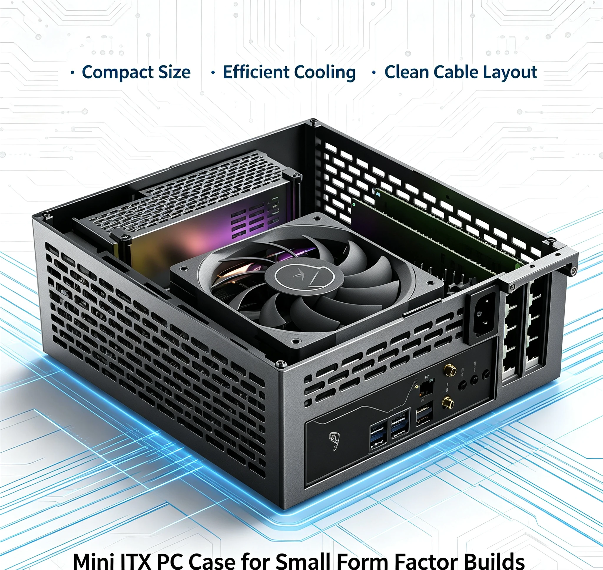 Корпус для ПК A24-V5 5L Mini ITX, компактный настольный корпус, два слота для видеокарт, поддержка одного блока питания 1U (art.: 3920dcbb5ee64) - 3920dcbb5ee64