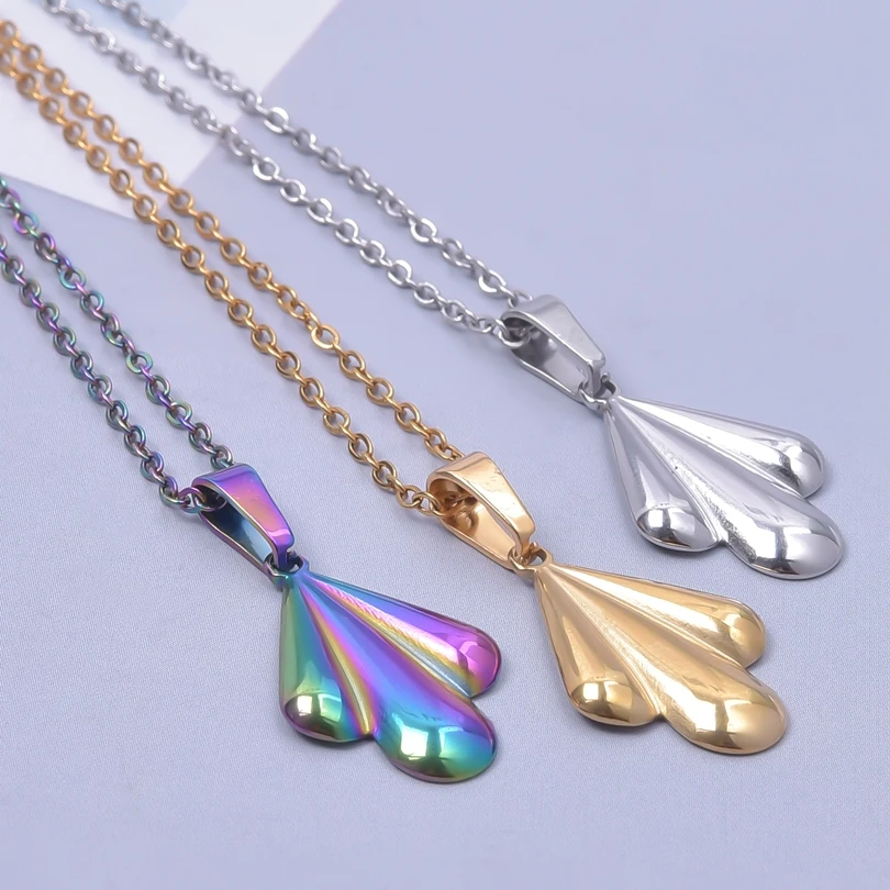 

Vintage Leaf Stainless Steel Pendant Fashion Necklace for Women Choker Clavicle Simple Female 50cm Steel Long Chain Jewelry Gift