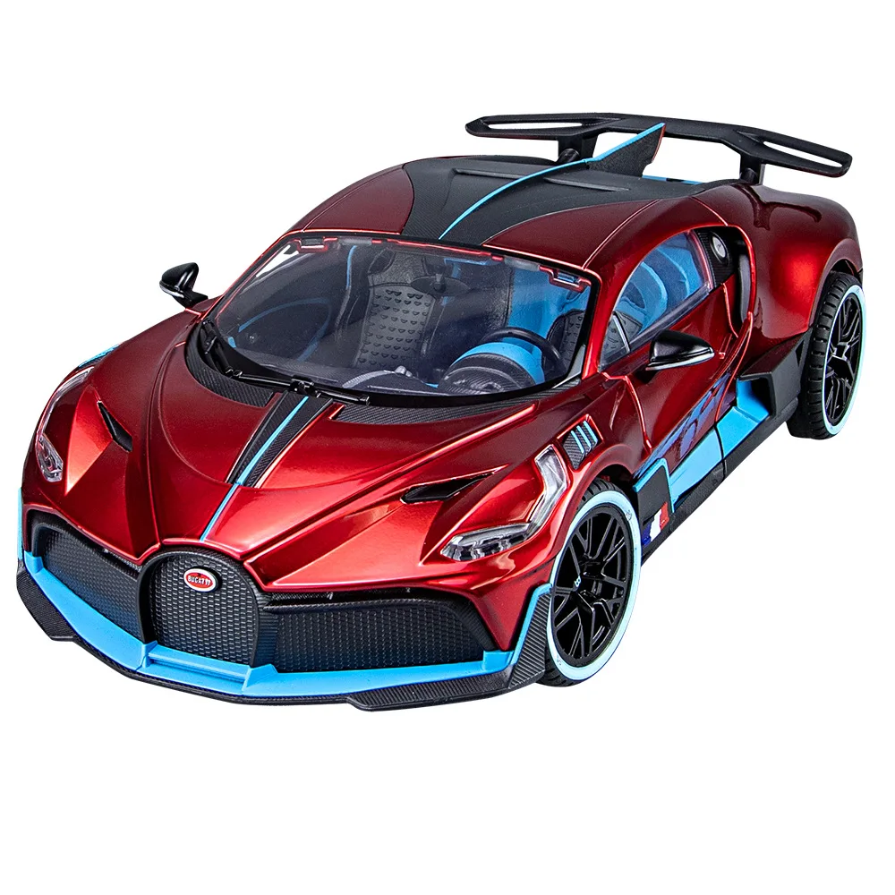 Модель автомобиля Bugatti Divo Supercar масштаба 1:18 из сплава с колесами, управлением, звуком и светом для декорации, коллекционирования и подарка детям.