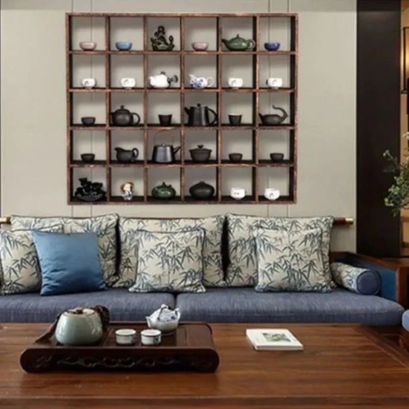 Настенная полка из массива дерева винтажный органайзер для чайного сервиза шкаф