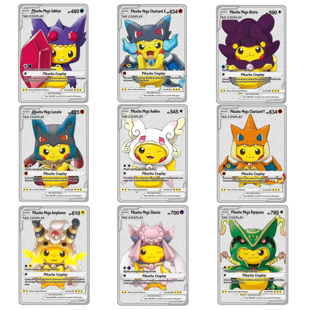 

Металлические Покемоны письма железная Серебряная карточка Charizard Mewtwo Пикачу карты Vmax Покемон металлические карточки серебряные карточки к...