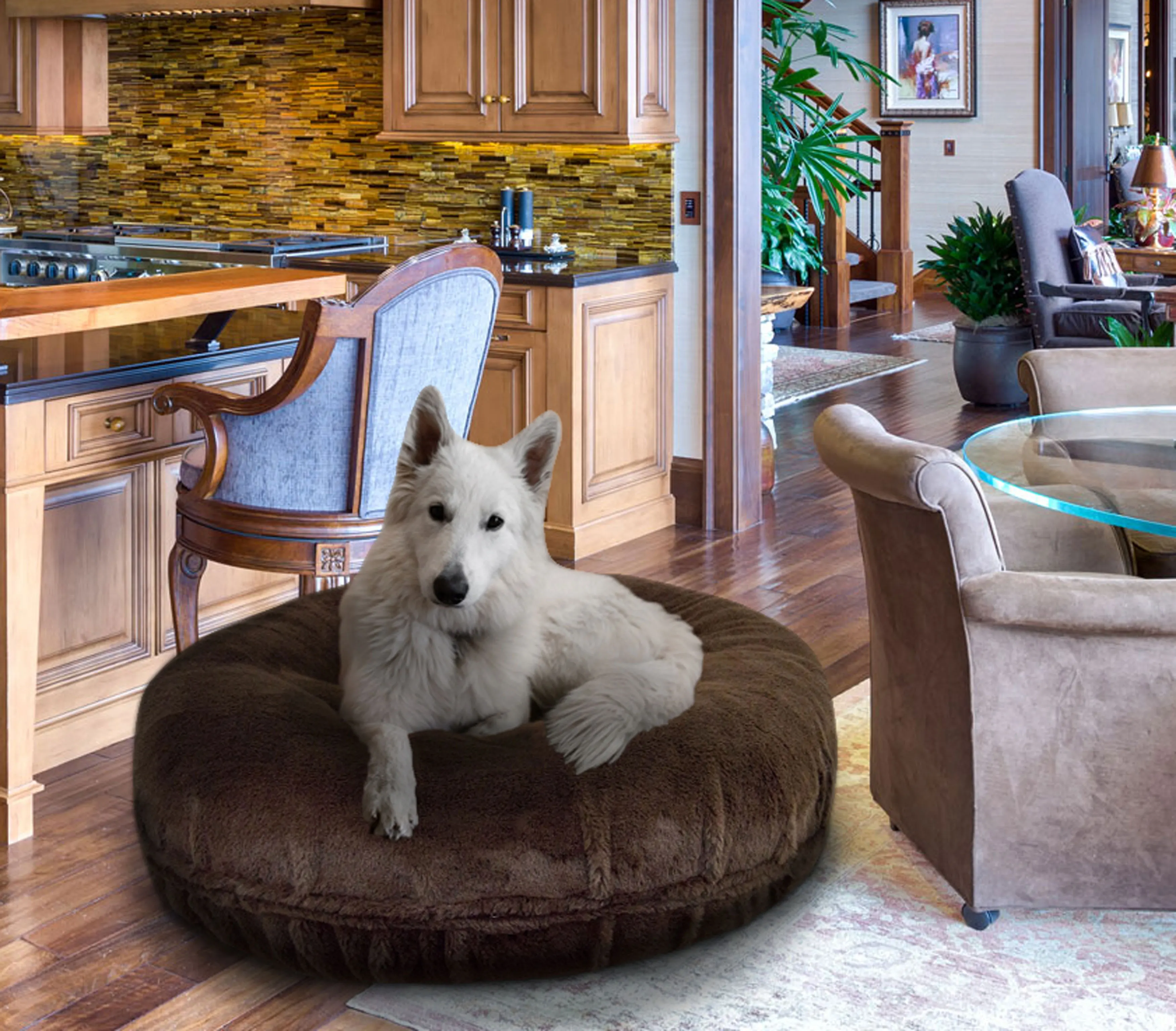 

Signature Short Shag Brown Luxury Extra Plush Faux Fur Bagel Pet Bed