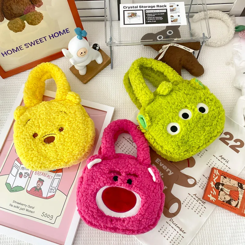 Bags For Women Cute Lamb Wool Bag Large-capacity Cartoon Bag Korean Version of Strawberry Bear Plush Handbag Bolsos 2022 New