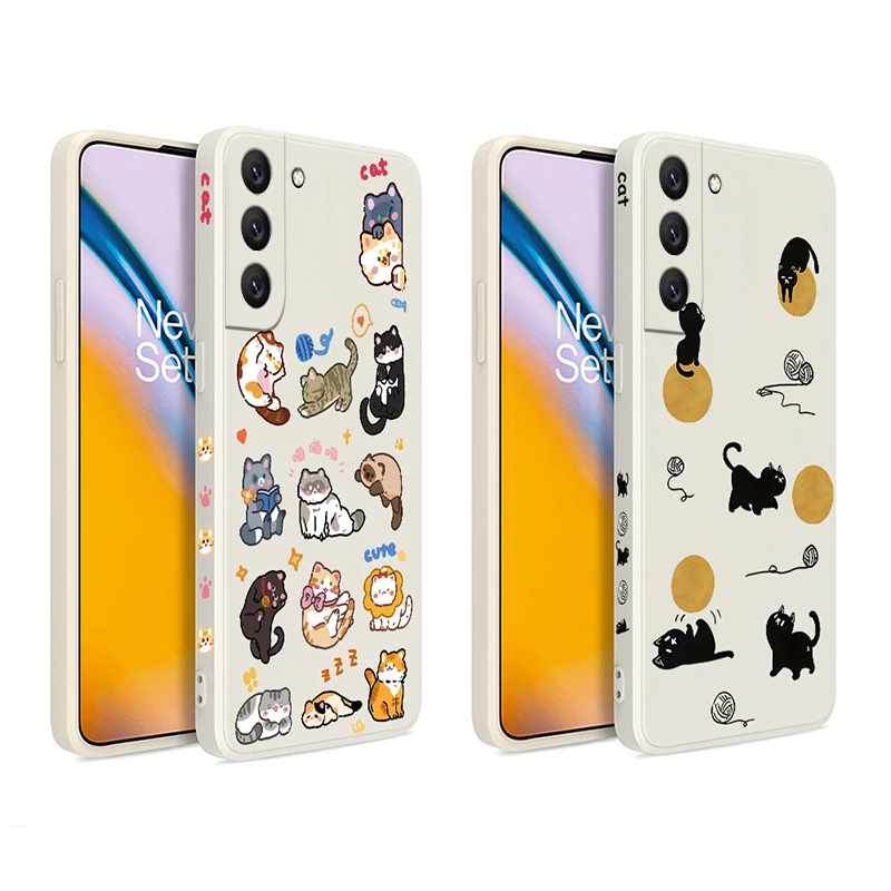 

Cute Cats Phone Case For Samsung Galaxy S23 S22 S21 S20 Ultra Plus FE S10 S9 Note 20 10 Plus Silicone Cover