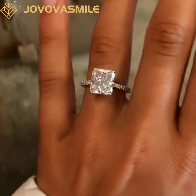 JOVOVASMILE Moissanite Engagement Rings 585 Jewelry Women 3carat 9x8mm Crushed Ice Hybrid Radiant Cut 14k White Gold Christmas