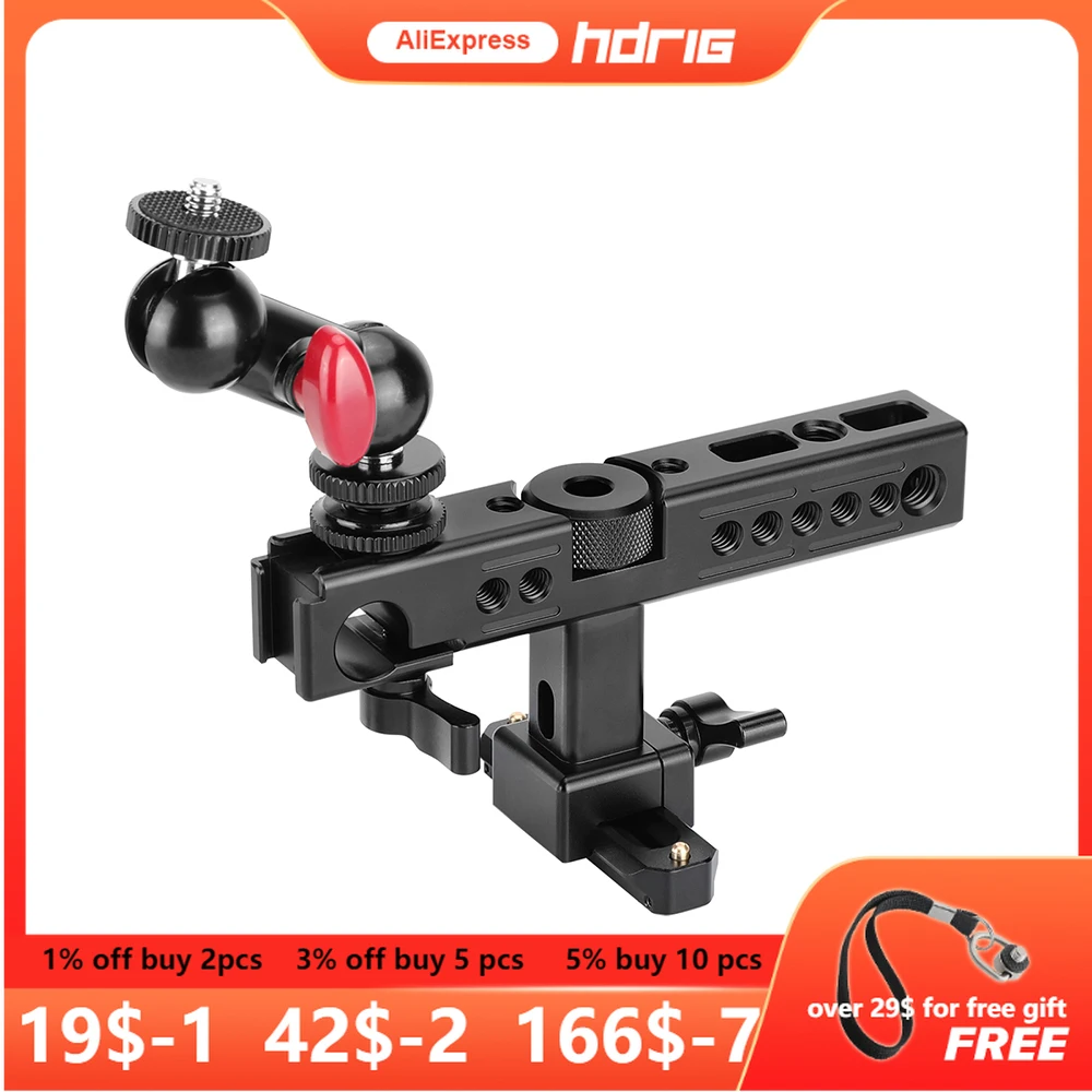 

HDRIG Nato Top Handle Kit with 15mm Rod Clamp & Shoe Mounts with 1/4"-20 Ball Heads Hot Shoe Mount for Camera Cage Rig