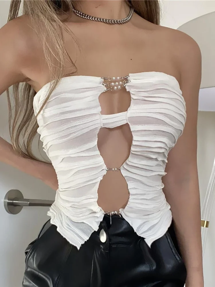 

Женский винтажный Топ без рукавов, облегающий ажурный топ с вырезом лодочкой, готический прозрачный жилет в стиле Харадзюку, Y2k, лето 2022