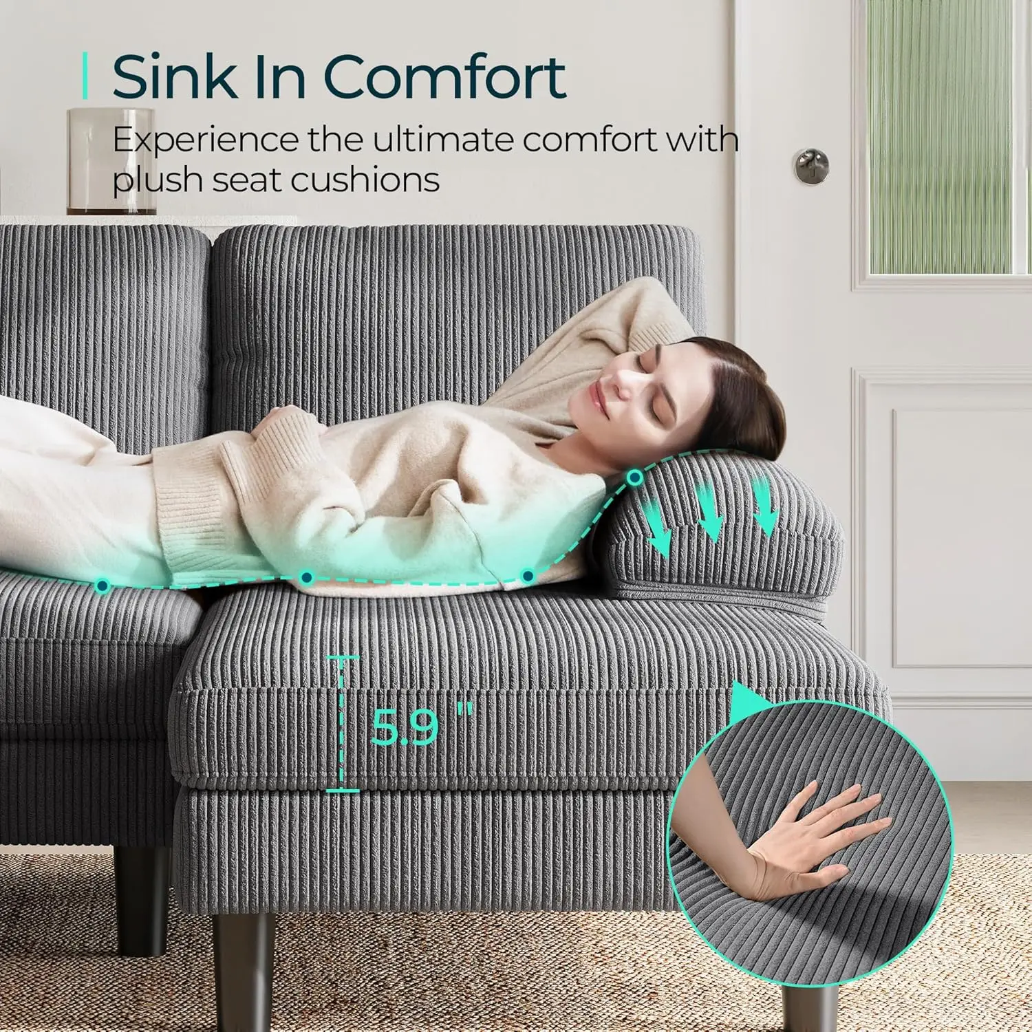 Диван секционный Linsy для дома вельветовый U-образный диван с двумя подлокотниками