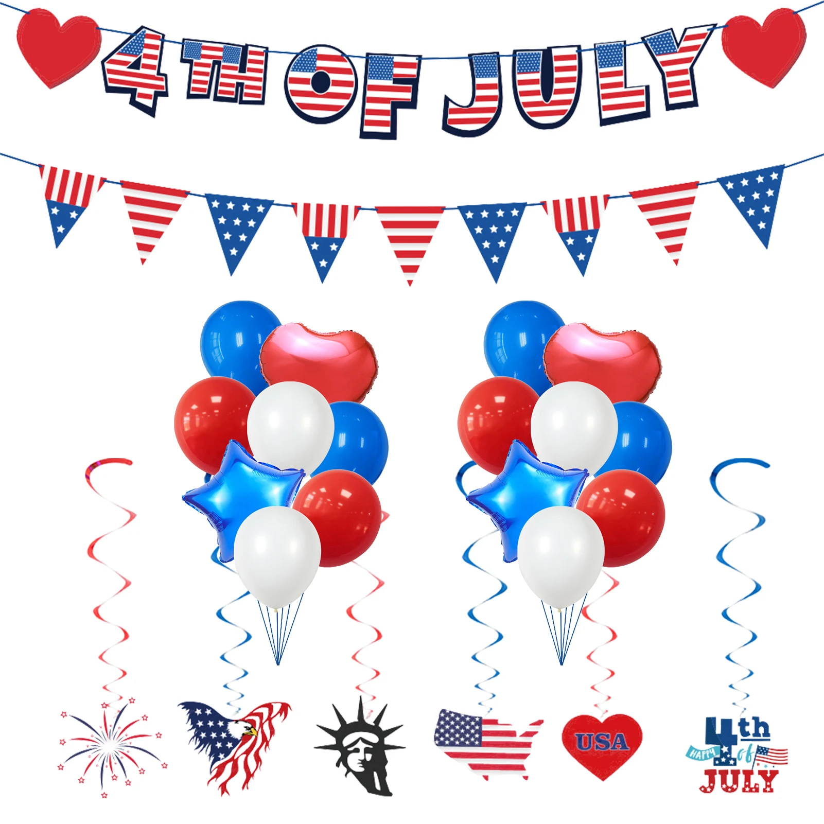 

Набор воздушных шаров 4 июля, с баннером, 4 июля, украшения, белые, красные, синие, латексные воздушные шары, украшения для вечевечерние НКИ