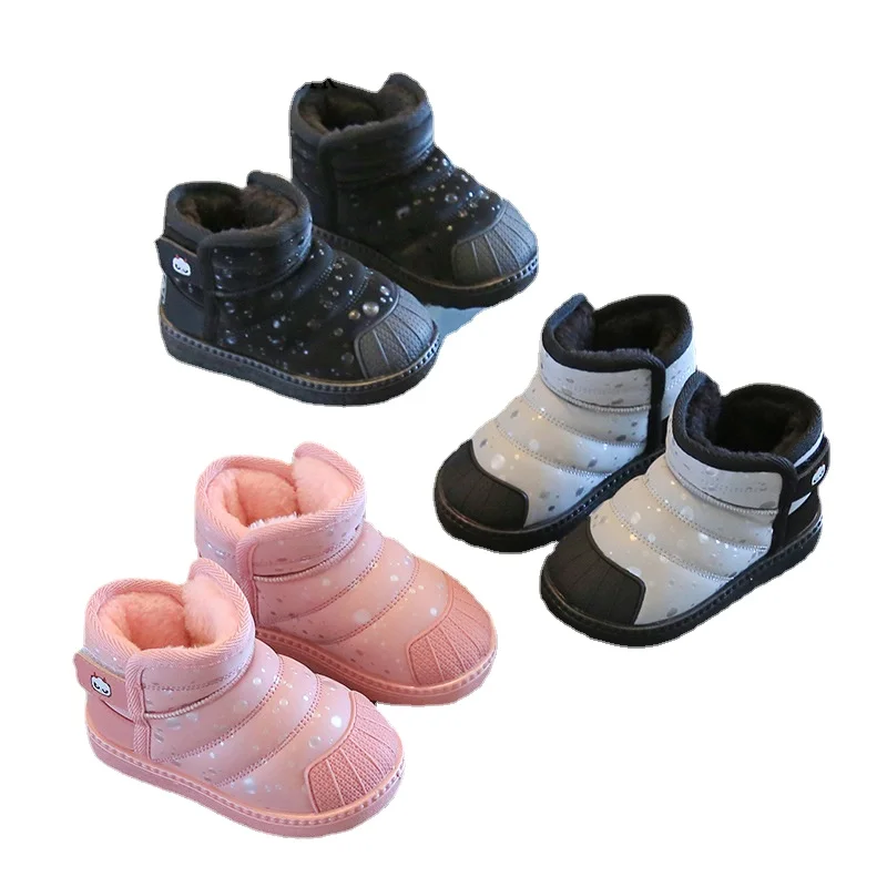

Minimlsa Children's Snow Boots 2022 Winter Waterproof Plush Thickened Thermal Insulation Boys and Girls Soft Soled Cotton Shoes