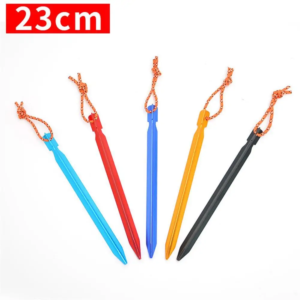 

Tent Stakes Aluminum Alloy Outdoor Ultra-light Tent Accessories Three-sided V-shaped Ground Nail 23cm(with Rope)